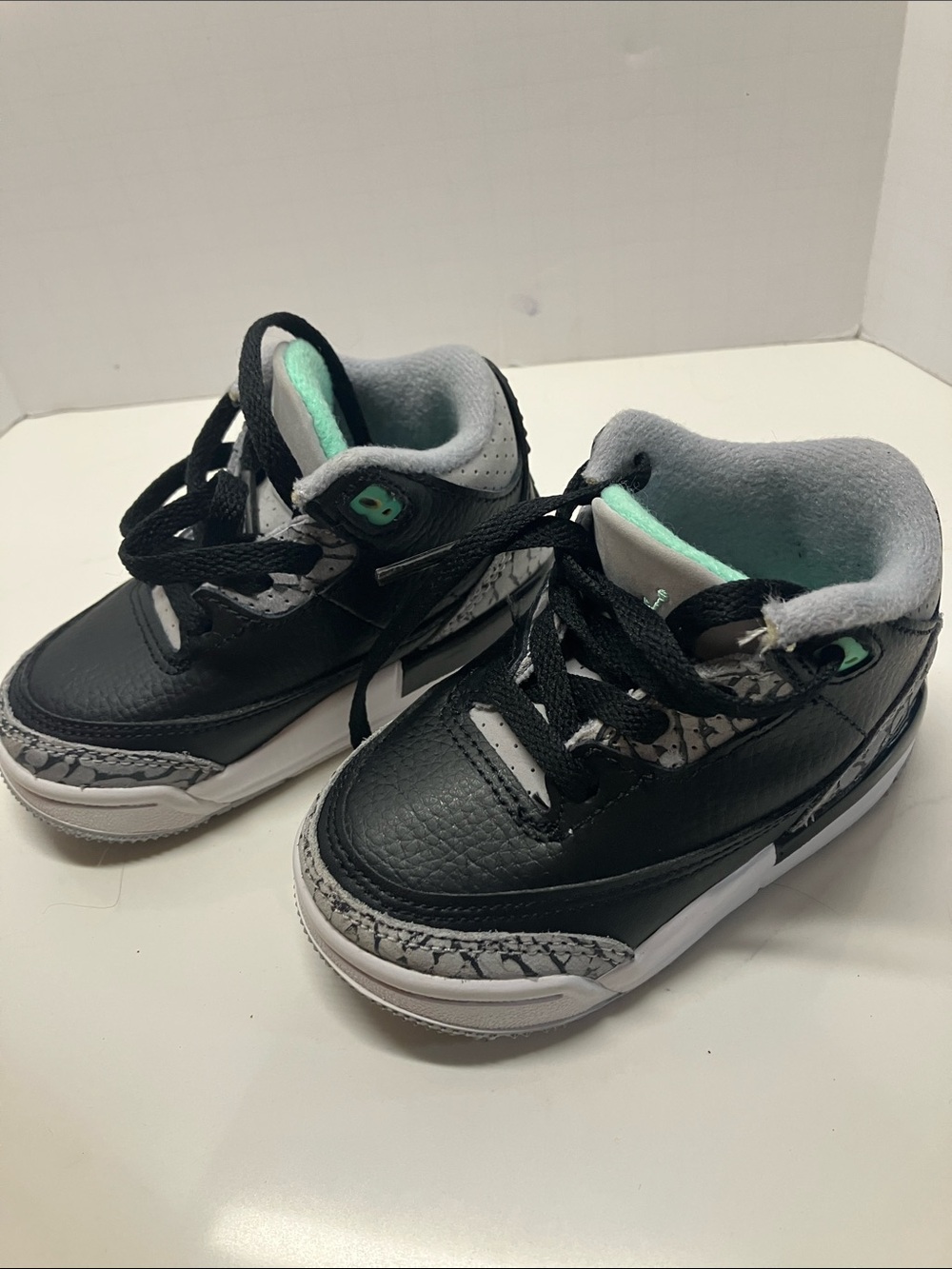 Nike BabyBlack and Gray High-Top Sneakers with Mint Accents